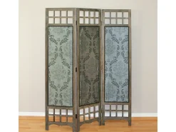 Separador de habitación 170x120x2 cm Marrón Gris con patrón