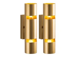 Set de 2 apliques de pared de metal dorado - Alt. 30 x D. 8 cm - LYORA