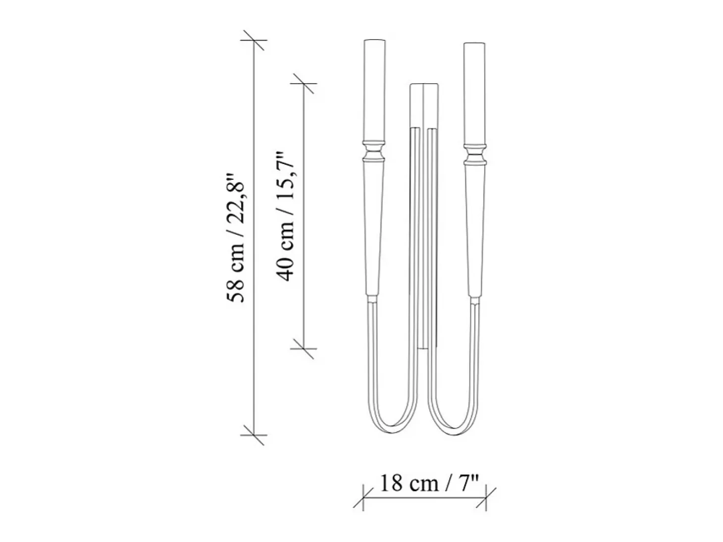 Set de 2 apliques de pared estilo candelabro de metal - Dorado y negro - Alt. 58 cm - OVYLA