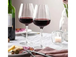 Set de 4 copas de vino tinto de cristal transparente 200 ml, Rose Garden