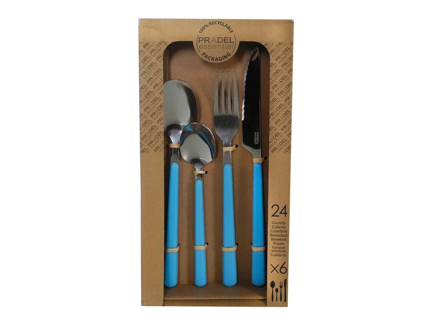 Set de 24 cubiertos Tonic Pradel mango remachado acero inoxidable azul