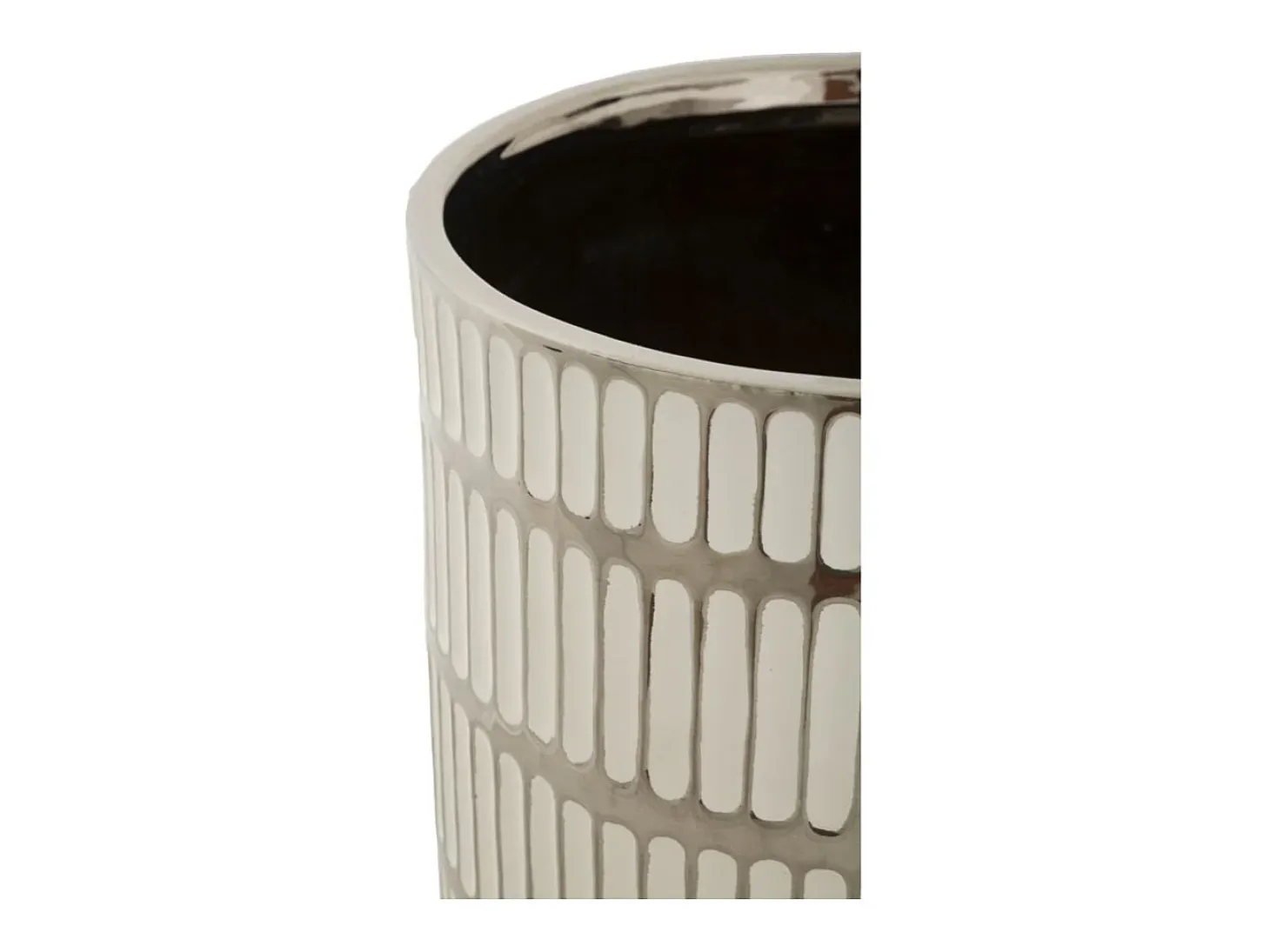 Set de 2 jarrones de cerámica blanca con decoraciones en plata Ray