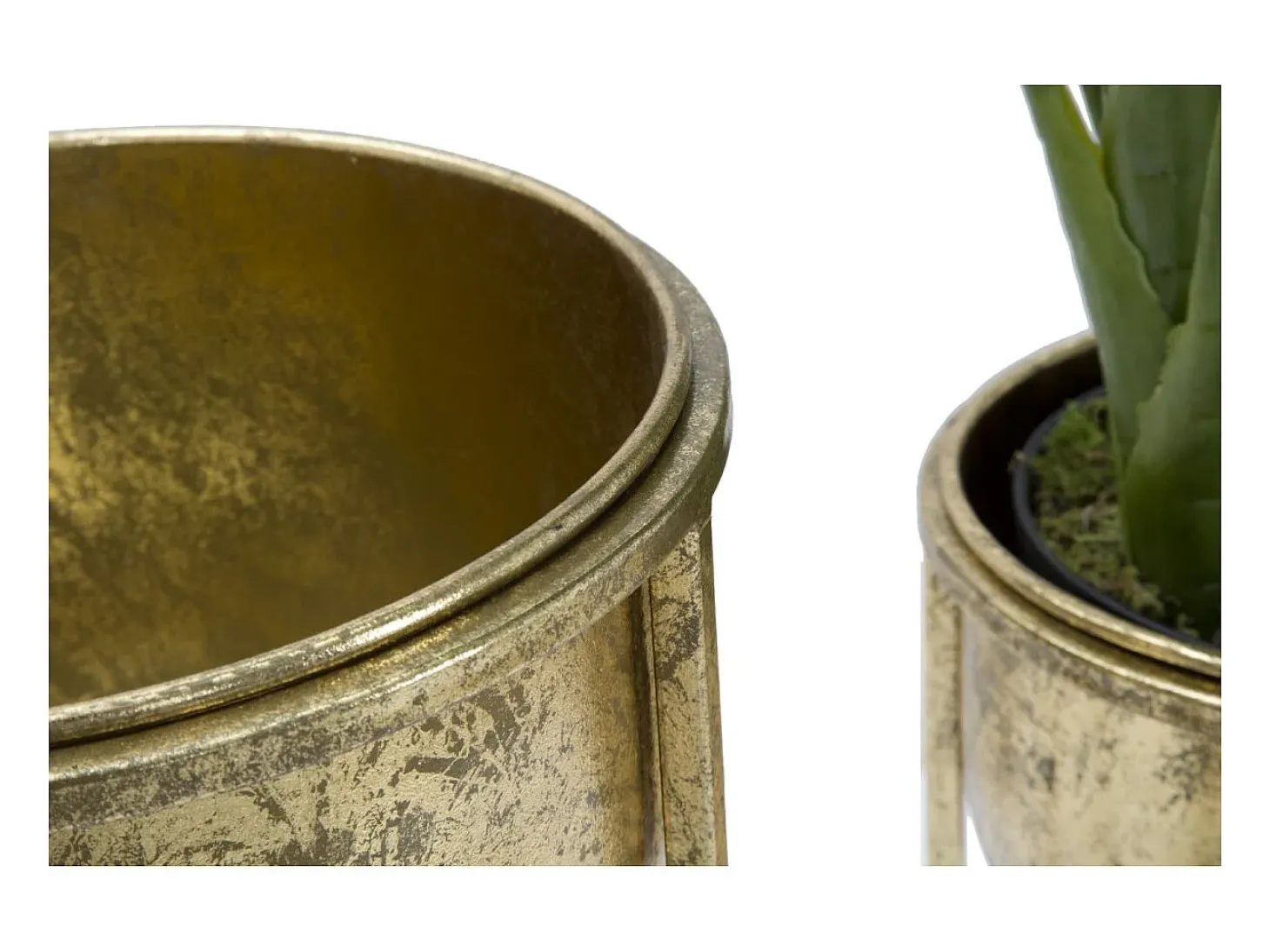 Set de 2 maceteros metálicos dorados Lumai para plantas