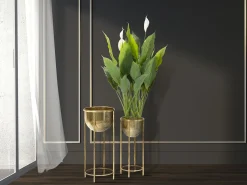 Set de 2 maceteros metálicos dorados Lumai para plantas