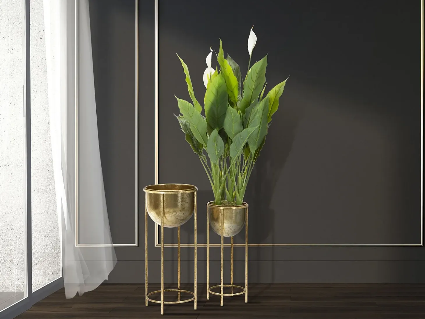 Set de 2 maceteros metálicos dorados Lumai para plantas