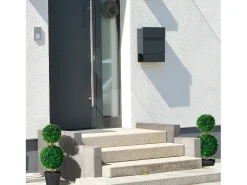 Set de 2 plantas artificiales de boj, resistentes a los rayos UV con doble bola, para interior y jardín, de plástico, color verde (17 x 17 x 60 cm)