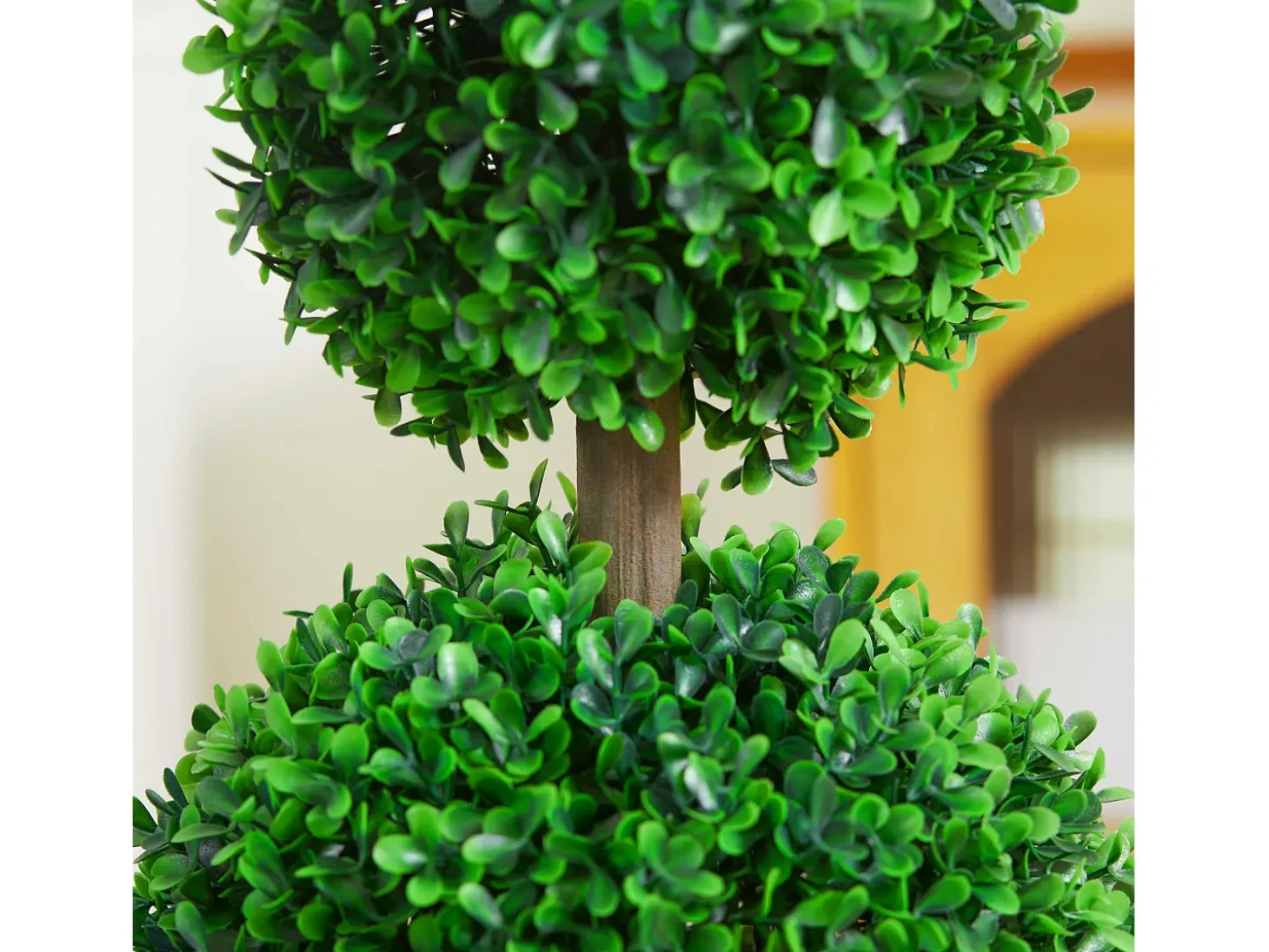 Set de 2 plantas artificiales de boj, resistentes a los rayos UV con doble bola, para interior y jardín, de plástico, color verde (17 x 17 x 60 cm)
