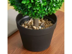 Set de 2 plantas artificiales de boj, resistentes a los rayos UV con doble bola, para interior y jardín, de plástico, color verde (17 x 17 x 60 cm)