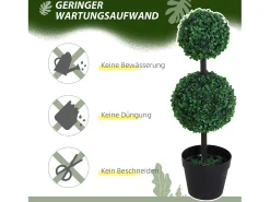 Set de 2 plantas artificiales, 67 cm, con 2 bolas, plástico, verde (23x23x67 cm)