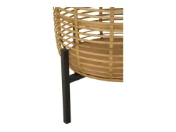 Set de 2 portamacetas redondos de ratán con soporte de metal negro Zeyok