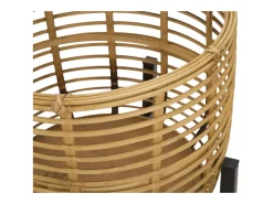 Set de 2 portamacetas redondos de ratán con soporte de metal negro Zeyok
