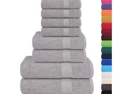 Set de 8 toallas Ariel 360 gramos gris algodón