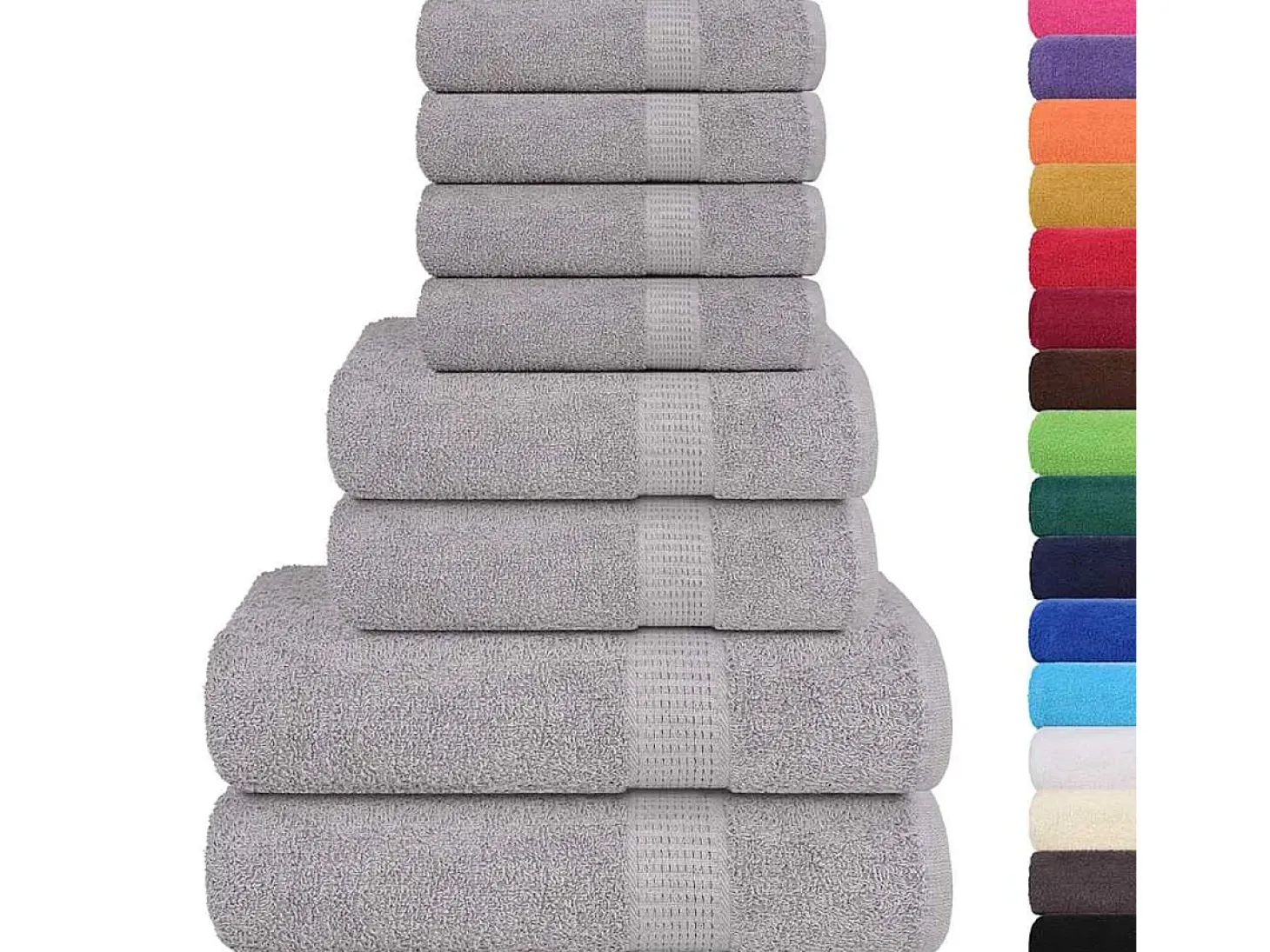 Set de 8 toallas Ariel 360 gramos gris algodón