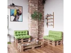 Set de cojines para paletas verde 120x15x80 flocken