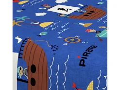 Set de sábanas 180x290 cm PIRATAS azul, 100% algodón 57 hilos/cm2