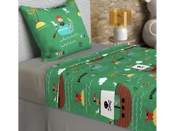 Set de sábanas 180x290 cm Verde piratas, 100% algodón 57 hilos/cm2