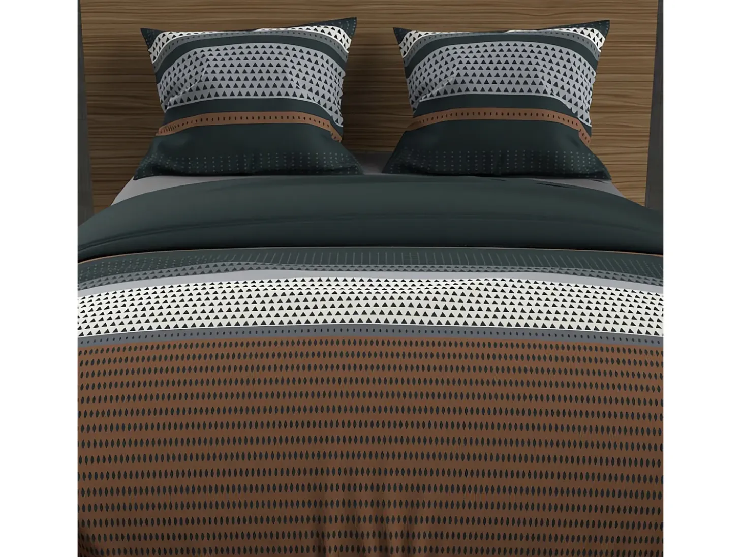 Set funda nórdica de algodón 57 hilos 240x220 cm THALES Ladrillo