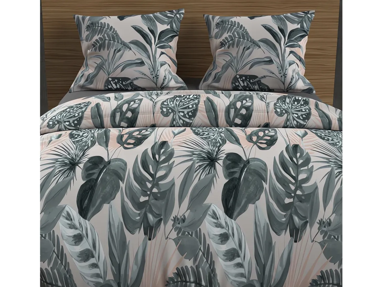Set funda nórdica de algodón 57 hilos 240x220 cm TROPIC green