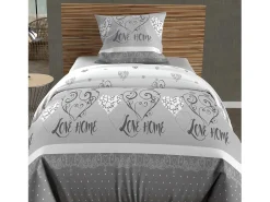 Set funda nórdica de algodón 57 hilos 140x200 cm Gris San Valentín