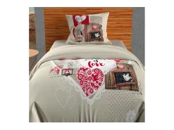 Set funda nórdica de algodón 57 Hilos 140x200 cm CORAZÓN DE INVIERNO