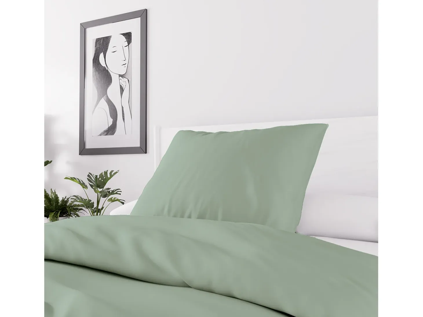 Set funda nórdica de microfibra lavada 140x200 cm BOHEME verde, por Intemporel