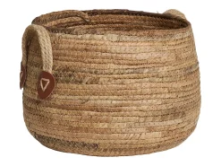 Set van 2 AOSTA opbergmanden – Natuurlijke jute met leren handvatten