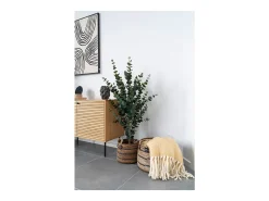 Set van 2 ERBA opbergmanden – Natuurlijke jute met strepen en leren handvatten
