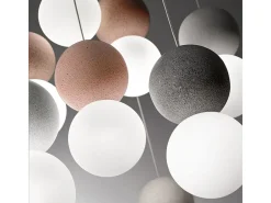 Sfera - Lámpara colgante individual con esfera de hormigón gris claro y cristal opal - 1XG9 max 1X7W, estructura blanca, IP20