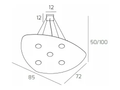Shape Sospensione 5 Luci Grigio