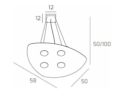 Shape Sospensione 4 Luci Grigio