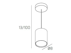 Shape Sospensione Tubo H.10 1 Luce Grigio