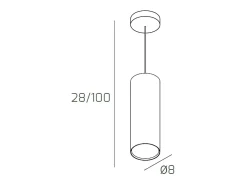 Shape Sospensione Tubo H.25 1 Luce Grigio