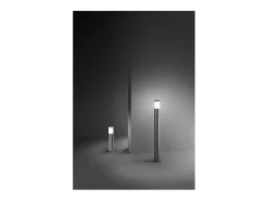 Sigaro - Bolardo de jardín con 1 bombilla E27 máx. 20 W IP54, aluminio pintado, bolardo para exterior, gris claro, altura 50 cm - Perenz