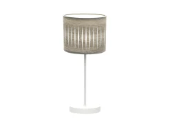 Sobremesa Con 1luz Modelo Piron Color Blanco/madera Gris