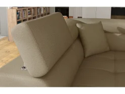 Sofá esquinero convertible en terciopelo con reposacabezas elevables - Colección Marka-Marrón/Marrón claro-Ángulo izquierdo