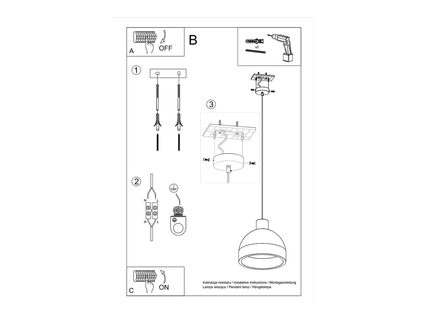 Sollux - Lámpara colgante de techo tipo domo con 1 luz blanca, E27