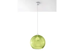 Sollux BALL - 1 colgante de techo con cúpula de vidrio claro verde, cromo, E27
