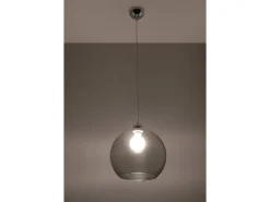 Sollux BALL - 1 colgante de techo con cúpula de vidrio claro, grafito, cromo, E27