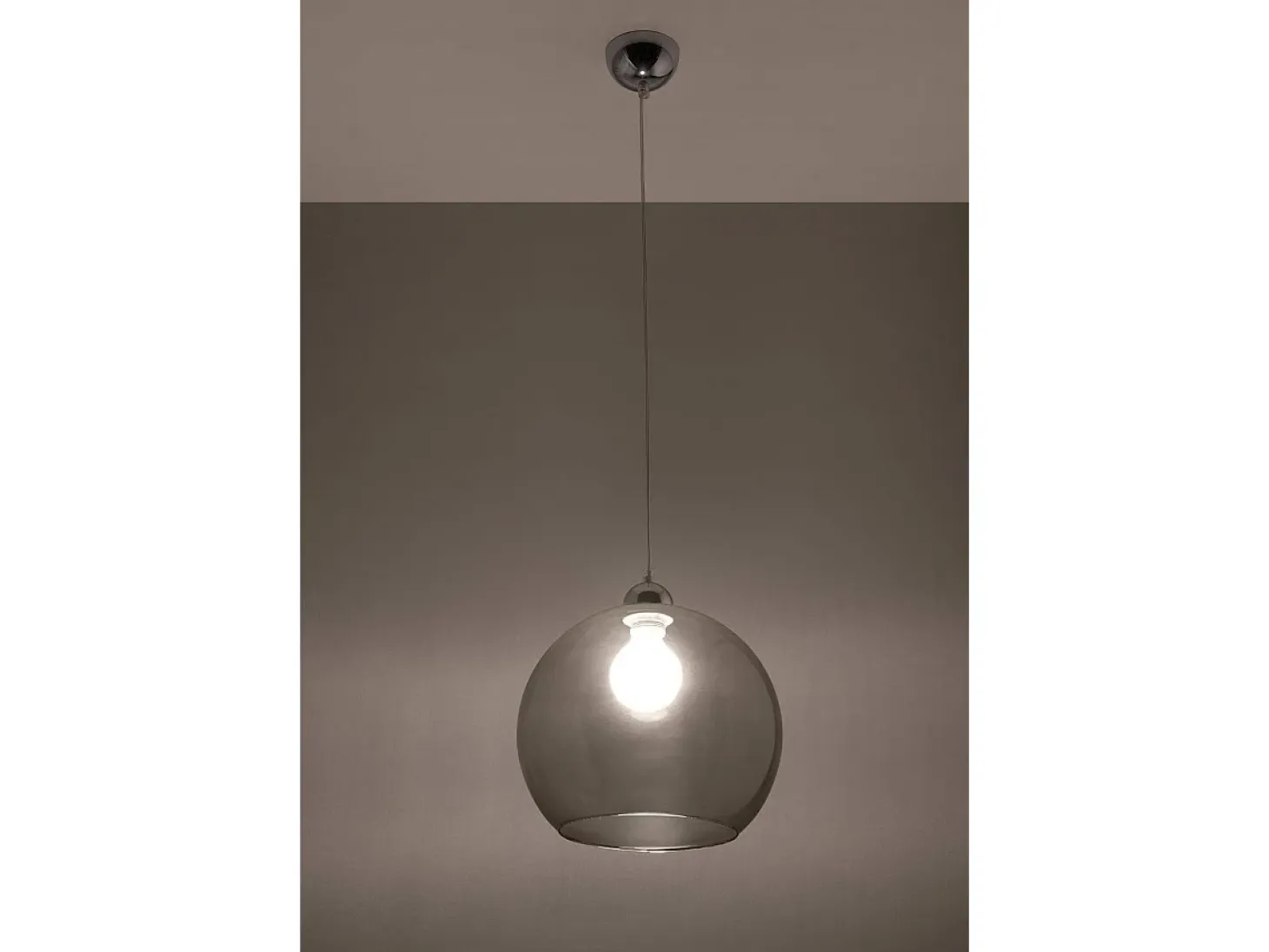 Sollux BALL - 1 colgante de techo con cúpula de vidrio claro, grafito, cromo, E27