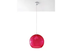 Sollux BALL - 1 lámpara colgante de techo con domo de vidrio rojo, cromo, E27