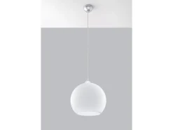 Sollux BALL - 1 lámpara colgante de techo con domo de vidrio blanco, cromo, E27