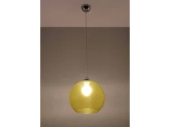 Sollux BALL - 1 lámpara colgante de techo con cúpula de vidrio amarillo, cromo, E27