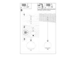 Sollux BALL - 1 lámpara colgante de techo con cúpula de vidrio amarillo, cromo, E27