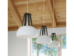 Sollux CASCO - 1 lámpara colgante de techo tipo domo blanco, negro, E27