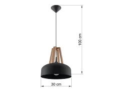 Sollux CASCO - 1 lámpara colgante de techo tipo domo negro, madera natural, E27