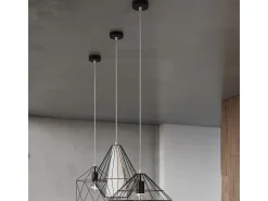 Sollux DEMI - 1 lámpara colgante de techo con jaula negra, blanca, E27