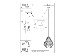 Sollux DEMI - 1 lámpara colgante de techo con jaula negra, blanca, E27