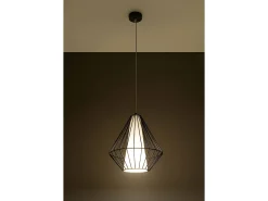 Sollux DEMI - 1 lámpara colgante de techo con jaula negra, blanca, E27
