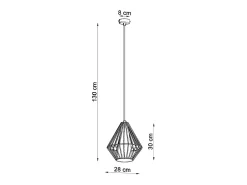 Sollux DEMI - 1 lámpara colgante de techo con jaula negra, blanca, E27