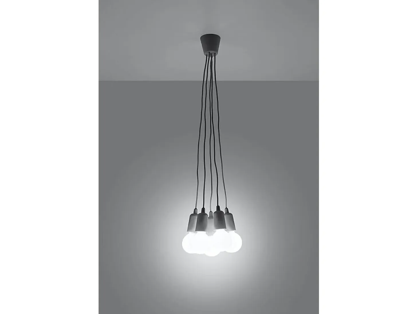 Sollux DIEGO - Lámpara colgante de techo con 5 luces, gris